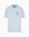 Emporio Armani Mens Subdued Blue Seahorse Crewneck Cotton-jersey T-shirt In Blue