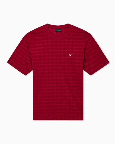 Emporio Armani Lunar New Year Lyocell-blend Jersey T-shirt With Flocked Eagles In Red