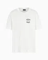 Emporio Armani Asv Jersey T-shirt With ‘let The Sea Set You Free' Embroidery In Weiss