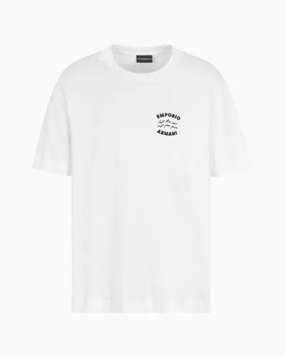 EMPORIO ARMANI ASV JERSEY T-SHIRT WITH ‘LET THE SEA SET YOU FREE’ EMBROIDERY