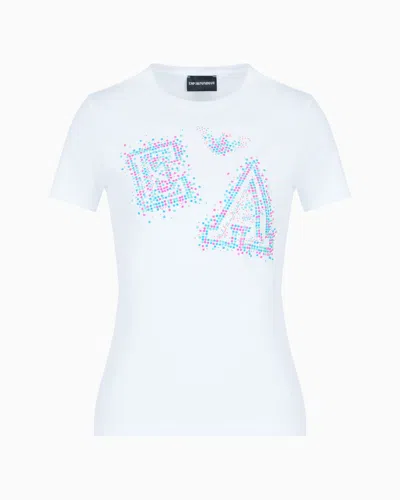 EMPORIO ARMANI ASV STRETCH JERSEY T-SHIRT WITH MICRO-STUDDED LOGO