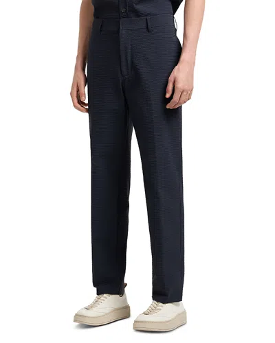 Emporio Armani Regular Fit Textured Stretch Pants In Blue