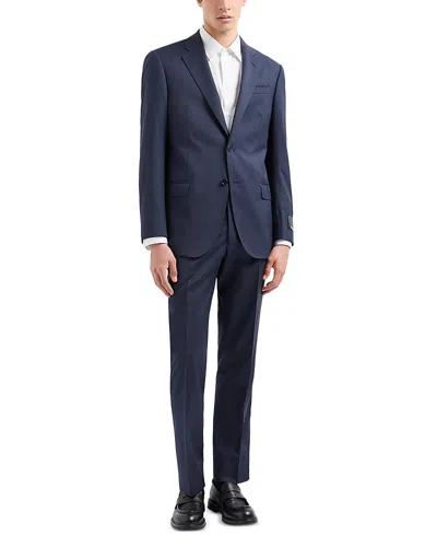 Emporio Armani Regular Fit Textured Wool Suit In Blue