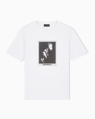 Emporio Armani Cotton T Shirt Front Graphic Print In White
