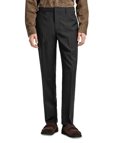 Emporio Armani Regular Fit Wool Trousers In Black