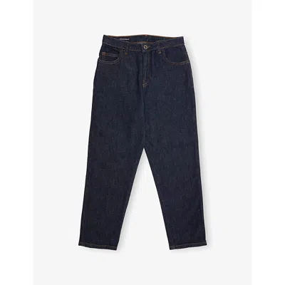 Emporio Armani Kids' Five-pocket Cotton Denim Jeans With Contrast Stitching In Blue