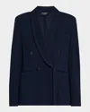 Emporio Armani Relaxed Double-breasted Blazer In Navy Blue