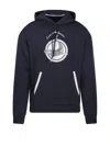 Emporio Armani Cotton Twill Whale Patch Regular Fit Hoodie In Blue