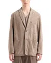 Emporio Armani Relaxed Fit Goat Suede Blazer In Light Beige