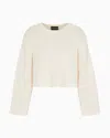 Emporio Armani Resort Capsule Collection Perforated Link-stitch Cropped Jumper In Neutral