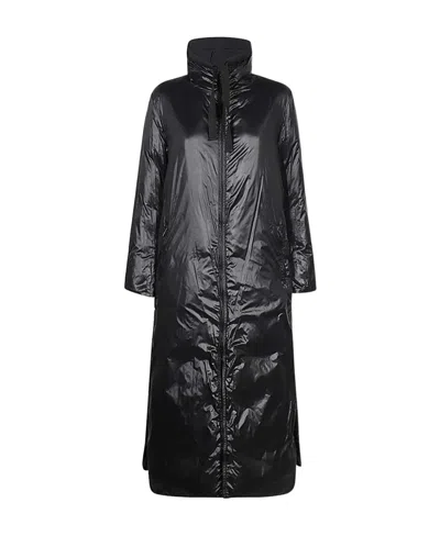 Emporio Armani Reversible A-line Oversized Coat In Black