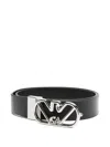Emporio Armani Adjustable Reversible Metal Buckle Belt In Black
