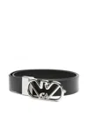 Emporio Armani Adjustable Reversible Metal Buckle Belt In Black