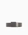 Emporio Armani Reversible Belt In Two-tone Leather With Plate In Brown