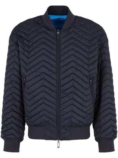 Emporio Armani Chevron-quilted Zipped Reversible Jacket In Multi