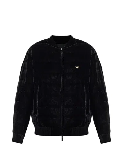Emporio Armani Zip-up Reversible Bomber Jacket In Black