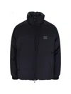 Emporio Armani Reversible Navy Blue Wool Blend Jacket In Black