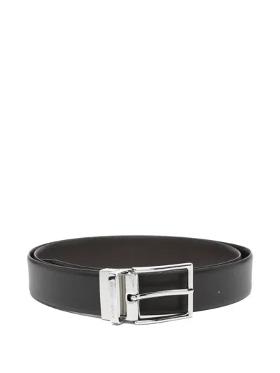 Emporio Armani Reversible Leather Belt In Black