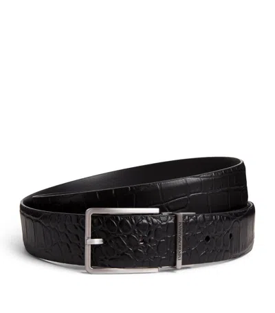 Emporio Armani Reversible Leather Belt In Black