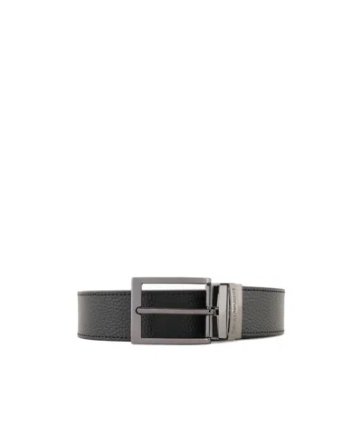Emporio Armani Reversible Leather Belt In Black