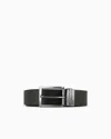 Emporio Armani Official Store Reversible Leather Belt With All-over Embossed Lettering In Gray