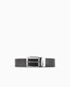 Emporio Armani Reversible Leather Belt With All-over Embossed Lettering In Gray