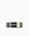 Emporio Armani Reversible Leather Belt With Embossed Logo In Black