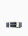 Emporio Armani Reversible Leather Belt With Embossed Logo In Blue
