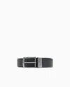 Emporio Armani Reversible Leather Belt With Embossed Motif In Black