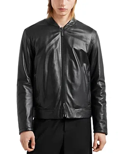 Emporio Armani Reversible Leather Jacket In Black