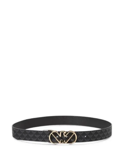 Emporio Armani Reversible Monogram-print Belt In Pink