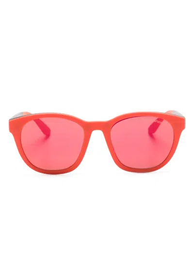 Emporio Armani Reversible Square-frame Sunglasses In Red