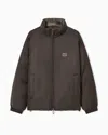 Emporio Armani Reversible Wool-blend Twill Down Jacket In Green