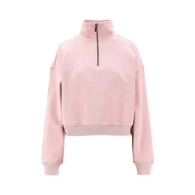 Emporio Armani Rganic Cotton Half-zip Sweatshirt In Pink