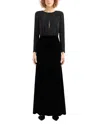 Emporio Armani Rhinestone Bodice Velvet Gown In Black
