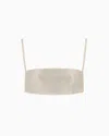 Emporio Armani Official Store Rhinestone-covered Bandeau Top With Shoulder Straps In Beige