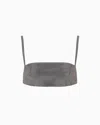 Emporio Armani Official Store Rhinestone-covered Bandeau Top With Shoulder Straps In Blue