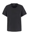 Emporio Armani Asv Supima Jersey T-shirt With All-over Rhinestones And Eagle In Black