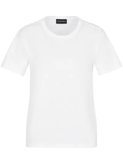 Emporio Armani Rhinestone-embellished Cotton T-shirt In White