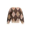 Emporio Armani Oversized Argyle Jacquard Knit Pullover In Multi