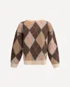 Emporio Armani Oversized Argyle Jacquard Knit Pullover In Multi