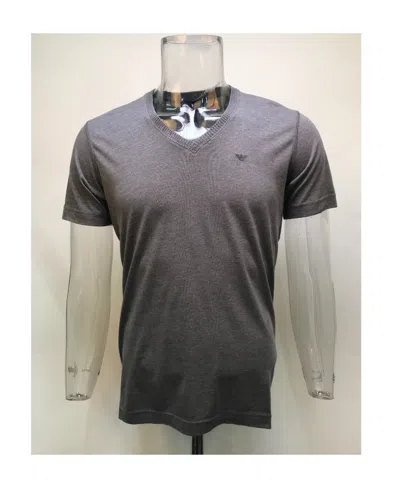 Emporio Armani Rib Collar T-shirt In Gray