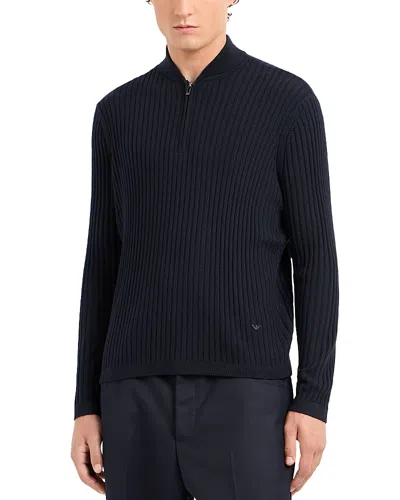 Emporio Armani Rib Knit Quarter Zip Sweater
