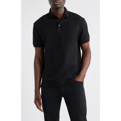 Emporio Armani Rib Short Sleeve Polo In Blue