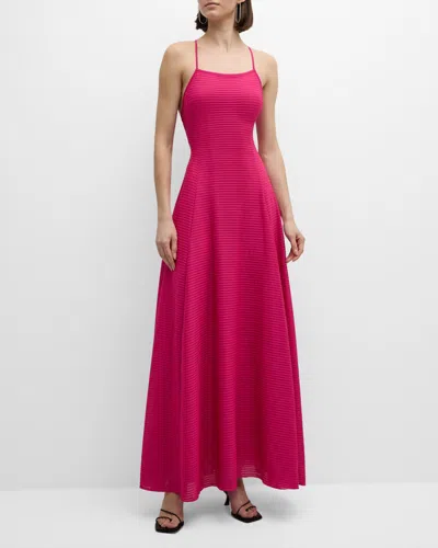 Emporio Armani Ribbed A-line Jersey Halter Maxi Dress In Fuchsia