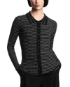 Emporio Armani Ribbed And Striped Button Up Cardigan Sweater In Multi