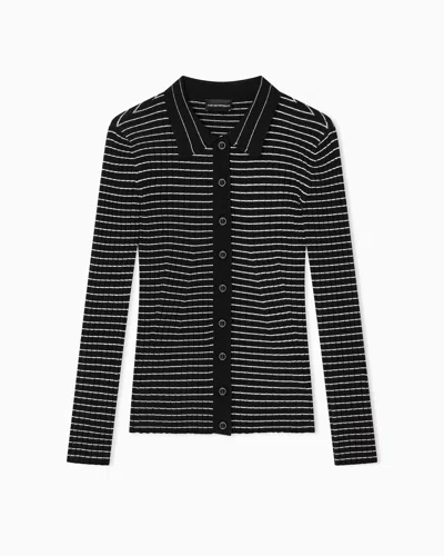 Emporio Armani Ribbed Cardigan With Striped Motif