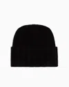 Emporio Armani Cashmire Knitted Beanie Hat In Black