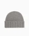 Emporio Armani Ribbed Cashmere Beanie In Gray