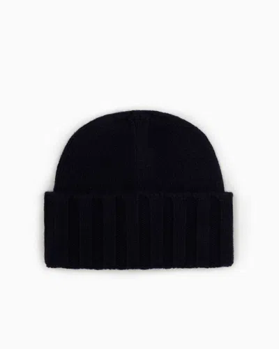 EMPORIO ARMANI RIBBED CASHMERE BEANIE